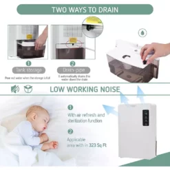 VIVOSUN 1.23-Pint Electric Mini Dehumidifier with Timer, 2200 ml Water Tank and Drain Hose for Basement or Smaller Room 17 VIVOSUN 1.23-Pint Electric Mini Dehumidifier with Timer, 2200 ml Water Tank and Drain Hose for Basement or Smaller Room -Air Quality Shop whites vivosun dehumidifiers x002bp96m1 76 1000