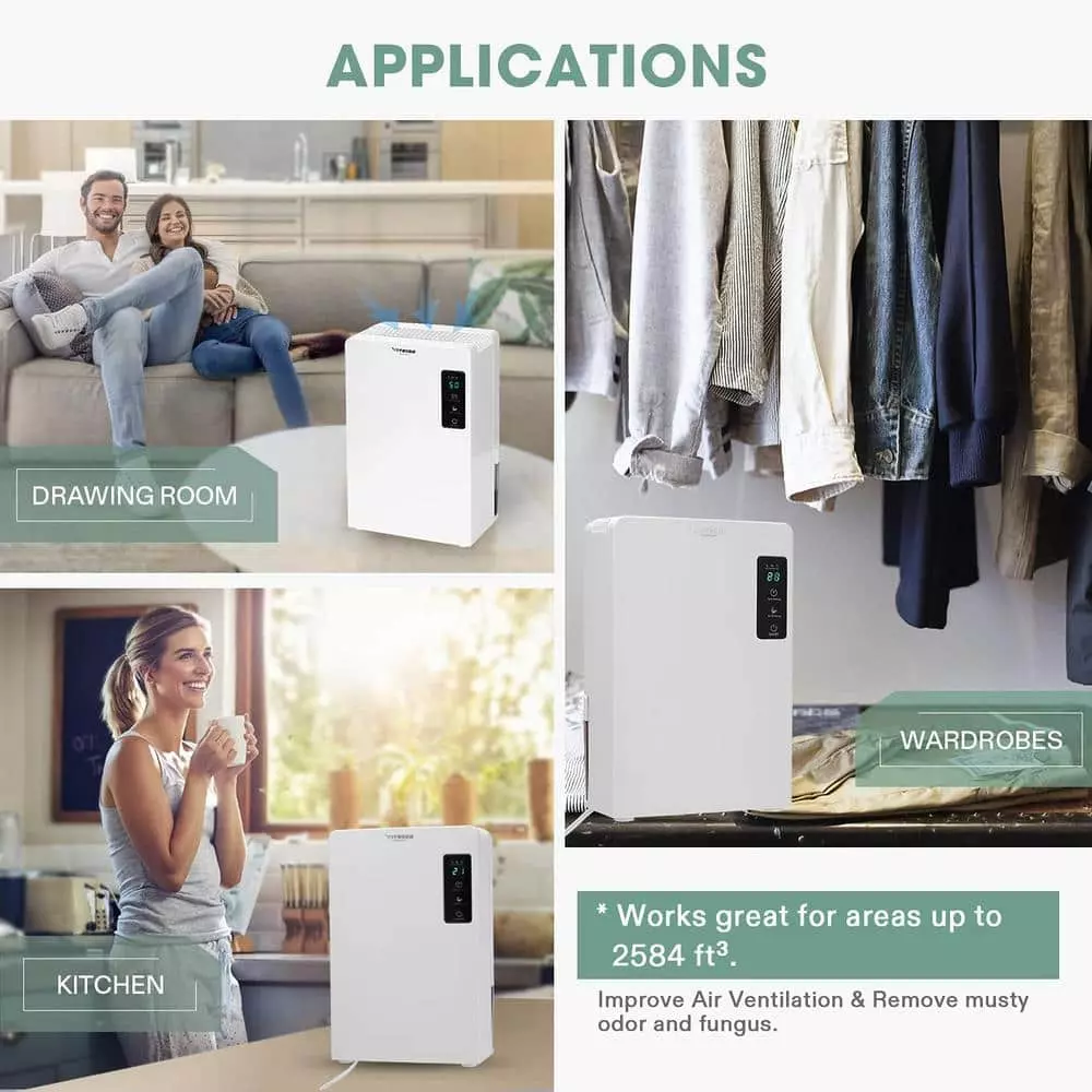 VIVOSUN 1.23-Pint Electric Mini Dehumidifier with Timer, 2200 ml Water Tank and Drain Hose for Basement or Smaller Room 5 VIVOSUN 1.23-Pint Electric Mini Dehumidifier with Timer, 2200 ml Water Tank and Drain Hose for Basement or Smaller Room - Image 3