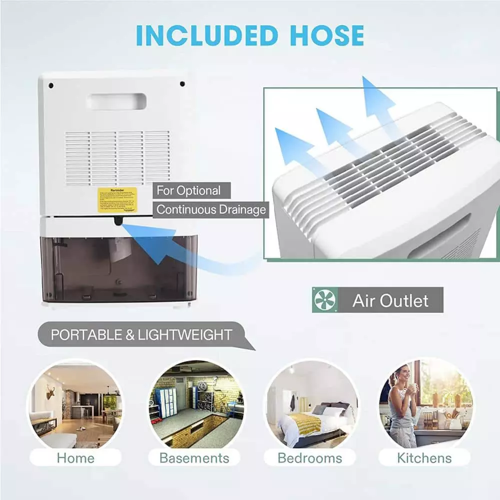 VIVOSUN 1.23-Pint Electric Mini Dehumidifier with Timer, 2200 ml Water Tank and Drain Hose for Basement or Smaller Room 9 VIVOSUN 1.23-Pint Electric Mini Dehumidifier with Timer, 2200 ml Water Tank and Drain Hose for Basement or Smaller Room - Image 7