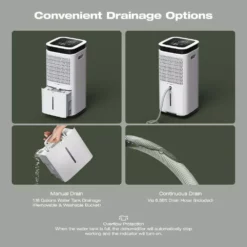 Waykar 70-Pint Capacity Smart Dehumidifier Covering Up To 4,500 Square Feet With 1.18 Gallon Water Tank And Four Water Outlets -Air Quality Shop whites waykar dehumidifiers hdcx pd253b 44 1000