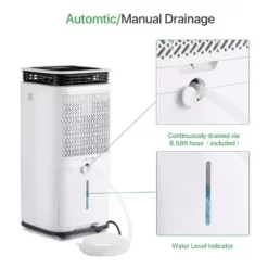 Waykar 70-Pint Capacity Smart Dehumidifier Covering Up To 4,500 Square Feet With 1.18 Gallon Water Tank And Four Water Outlets -Air Quality Shop whites waykar dehumidifiers hdcx pd253b 66 1000