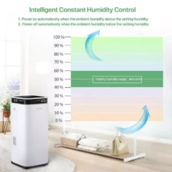 Waykar 70-Pint Capacity Smart Dehumidifier Covering Up To 4,500 Square Feet With 1.18 Gallon Water Tank And Four Water Outlets -Air Quality Shop whites waykar dehumidifiers hdcx pd253b fa 1000