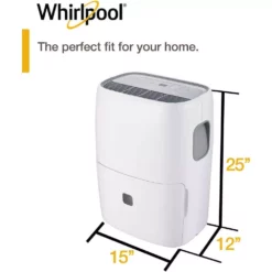 Whirlpool 50-Pint Portable Dehumidifier with 24-Hour Timer, Auto Shut-Off, Easy-Clean Filter, Auto-Restart and Wheels 14 Whirlpool 50-Pint Portable Dehumidifier with 24-Hour Timer, Auto Shut-Off, Easy-Clean Filter, Auto-Restart and Wheels -Air Quality Shop whites whirlpool dehumidifiers whad501cw 4f 1000