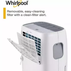 Whirlpool 50-Pint Portable Dehumidifier with Built-In Pump, 24-Hour Timer, Auto Shut-Off, Easy-Clean Filter and Auto-Restart 15 Whirlpool 50-Pint Portable Dehumidifier with Built-In Pump, 24-Hour Timer, Auto Shut-Off, Easy-Clean Filter and Auto-Restart -Air Quality Shop whites whirlpool dehumidifiers whad50pcw 1f 1000